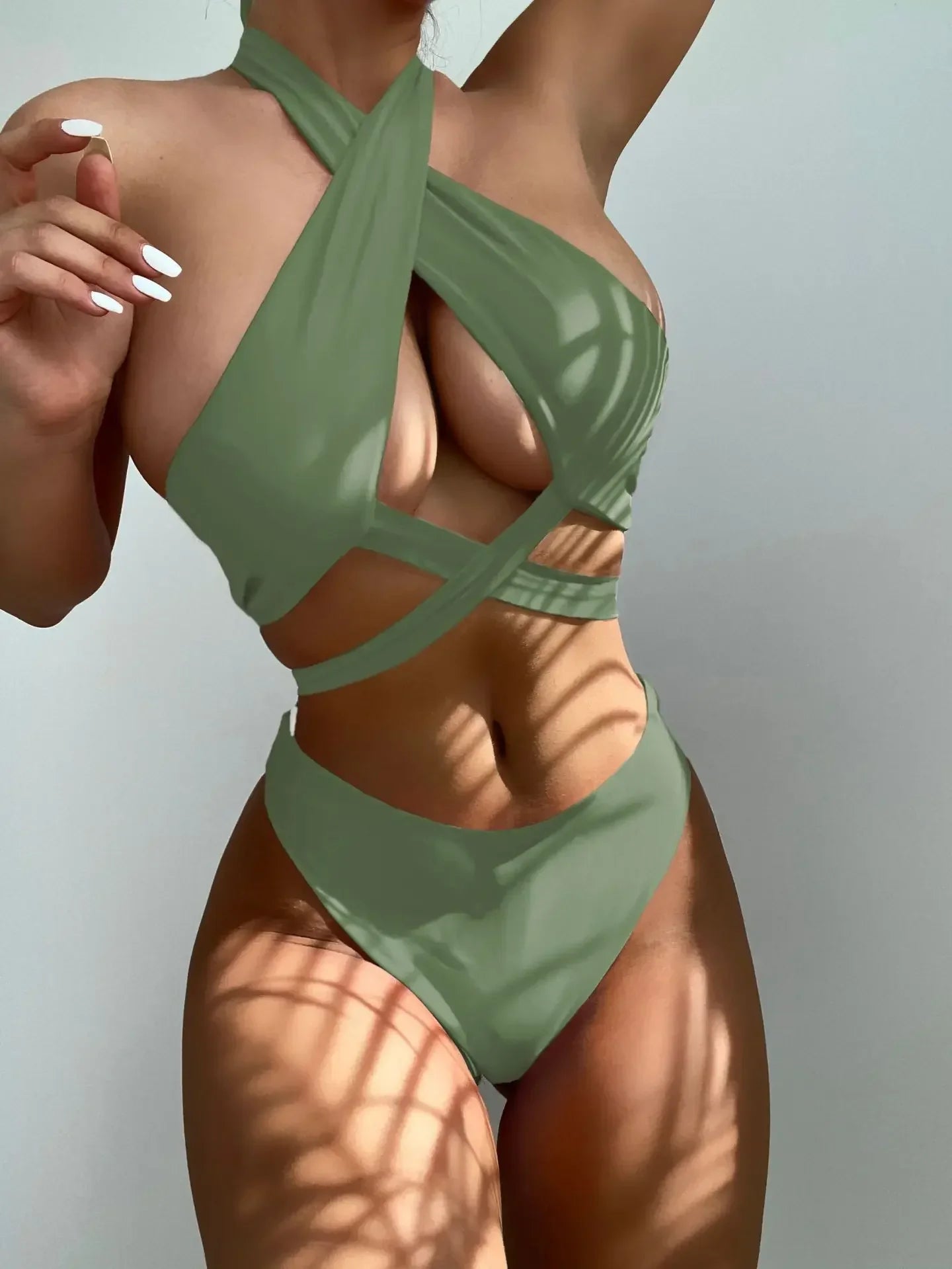 High Neck Cross Bikini Set