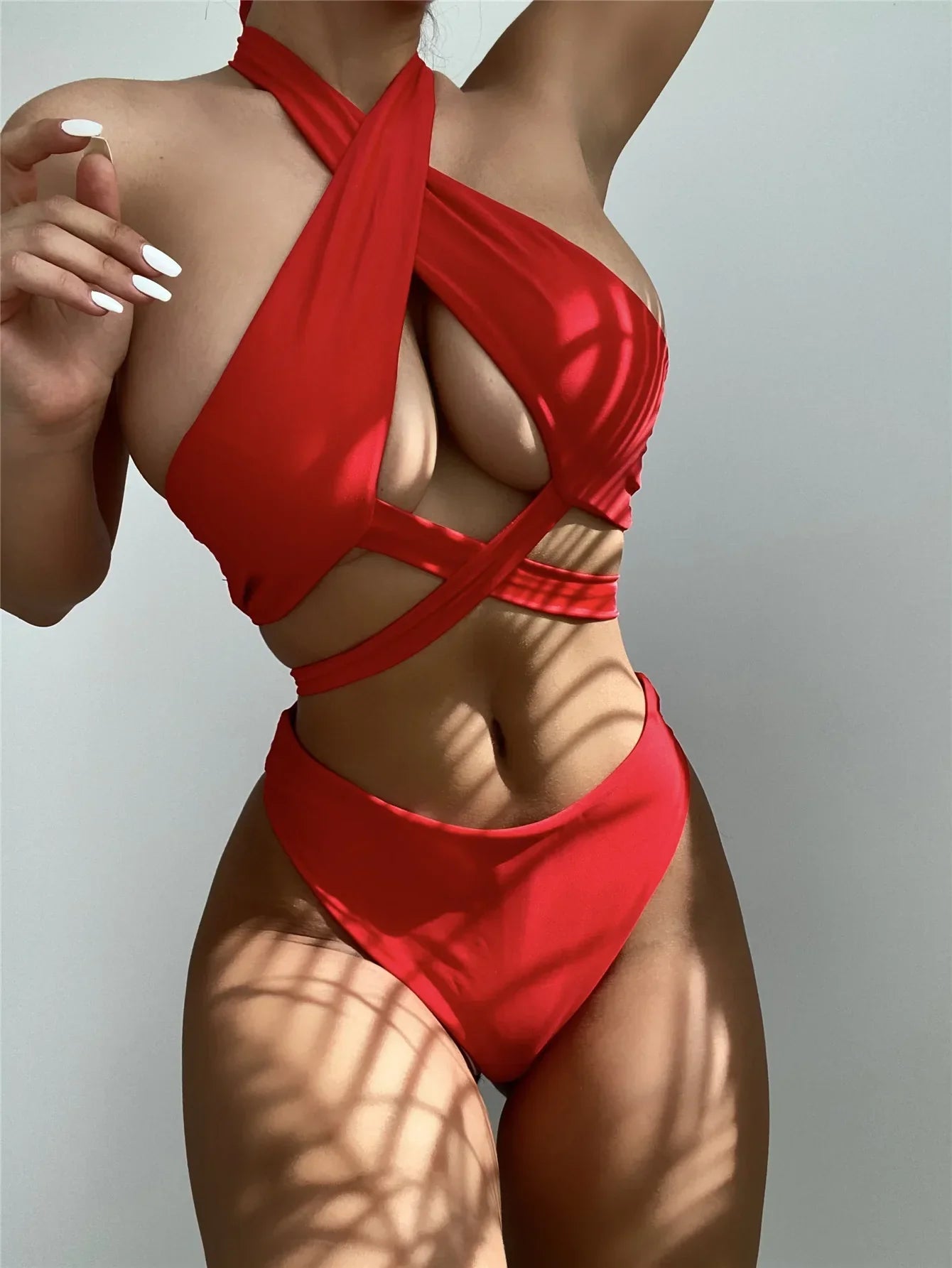 High Neck Cross Bikini Set