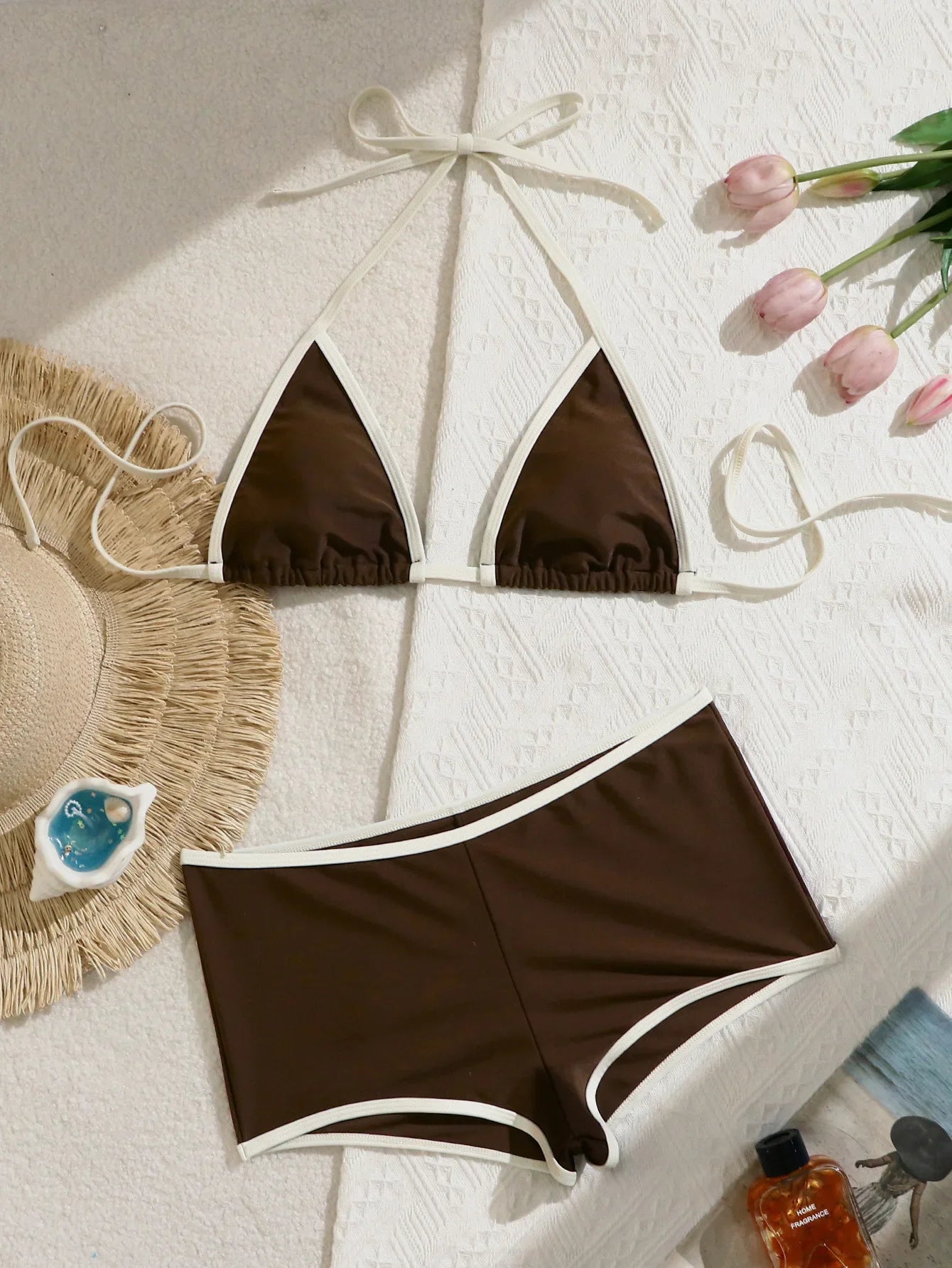 Holiday Coffee Patchwork Bikini Set