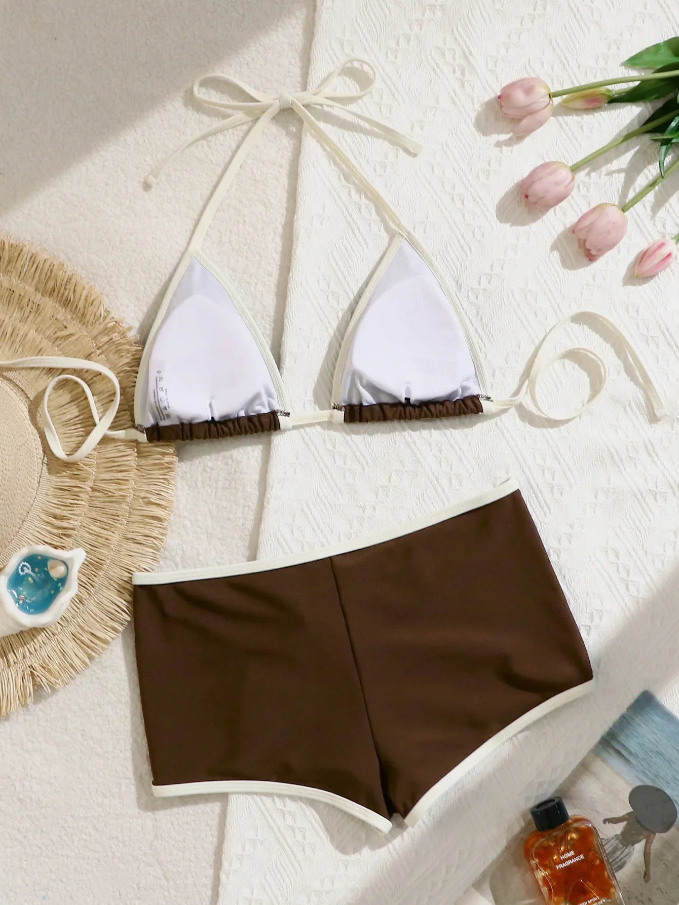 Holiday Coffee Patchwork Bikini Set