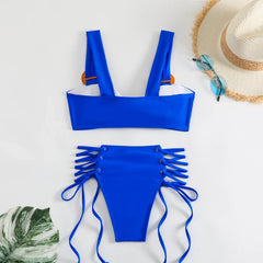 Hollow Out Bandage High Waist Bikini Set