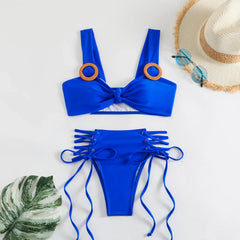 Hollow Out Bandage High Waist Bikini Set