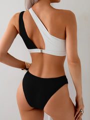 Hollow Out One Shoulder Bikini Set