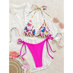 Pink Graffiti Print Bikini Set