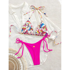 Pink Graffiti Print Bikini Set