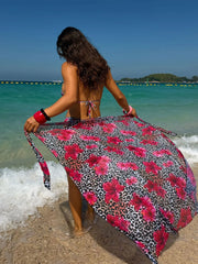 Pink Leopard Floral Print Bikini Set