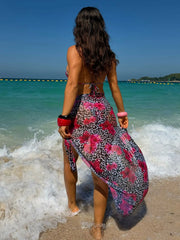 Pink Leopard Floral Print Bikini Set