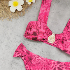 Pink Leopard Print Bikini Set