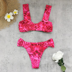 Pink Leopard Print Bikini Set