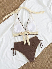 Khaki Patchwork Two Piece Bikini Set
