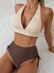 Khaki Patchwork Two Piece Bikini Set