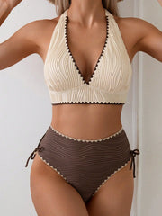 Khaki Patchwork Two Piece Bikini Set