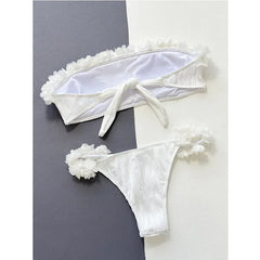 Lace Ruffle Swimsuit Strapless Backless Bikini Set