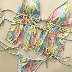 Leopard Print Gradient Bikini Set