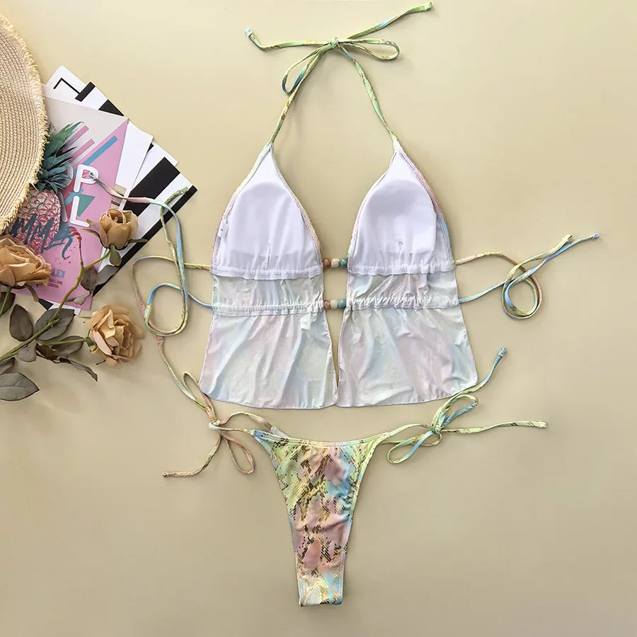 Leopard Print Gradient Bikini Set