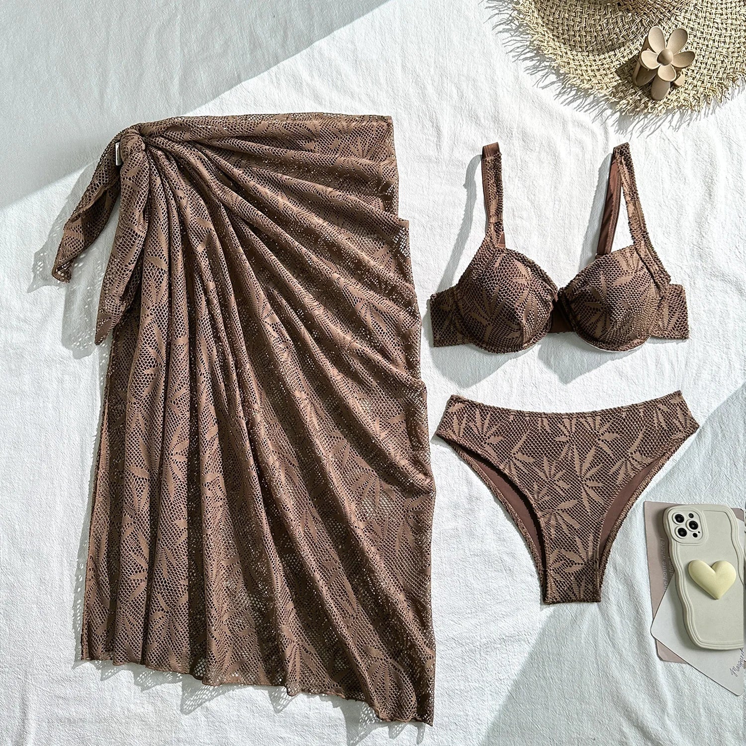 Long Skirt 3 Piece Bikinis Sets