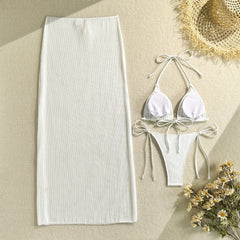 Mesh Cover Up 3 Piece Bikini Set