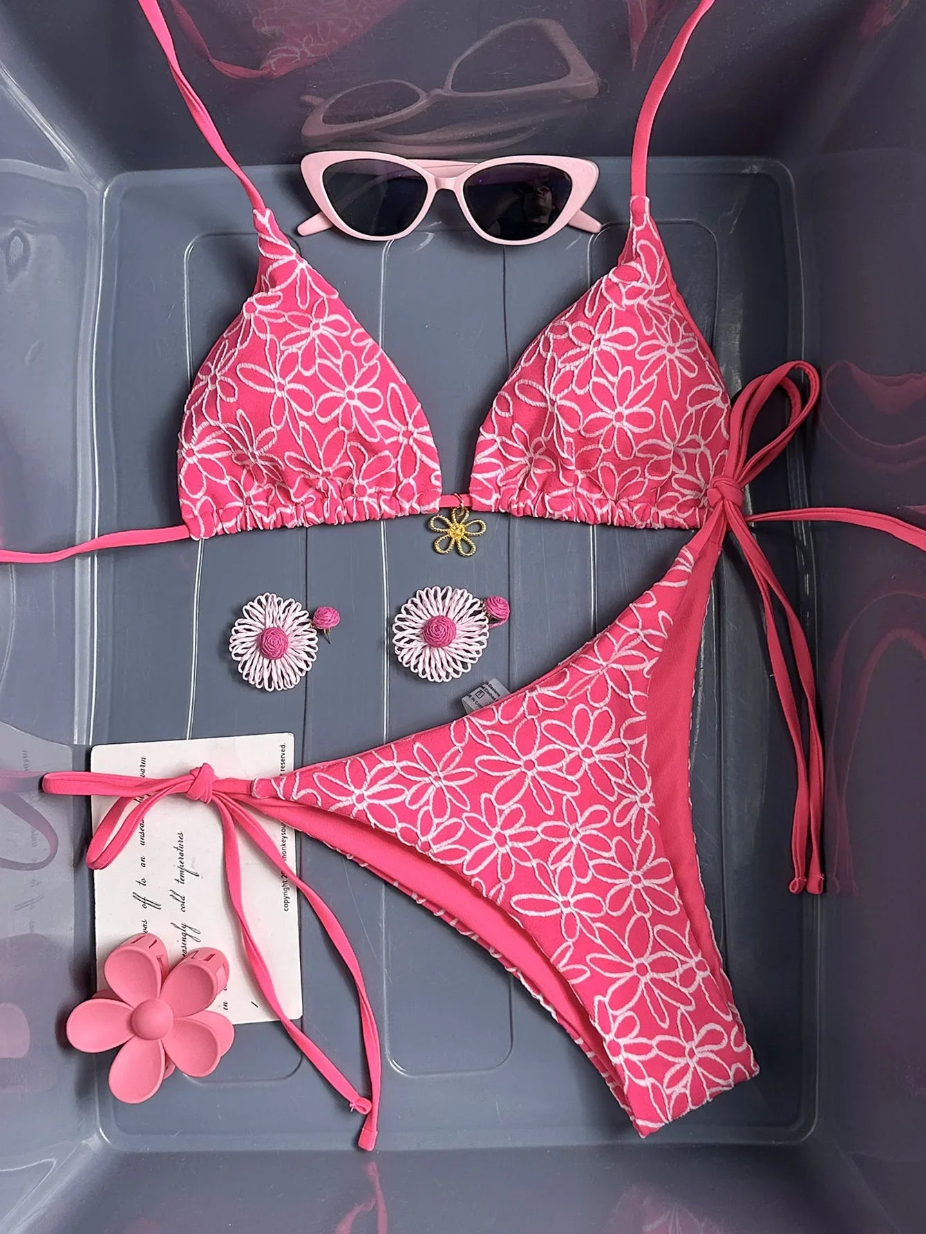 Mesh Flower Bikinis Sets