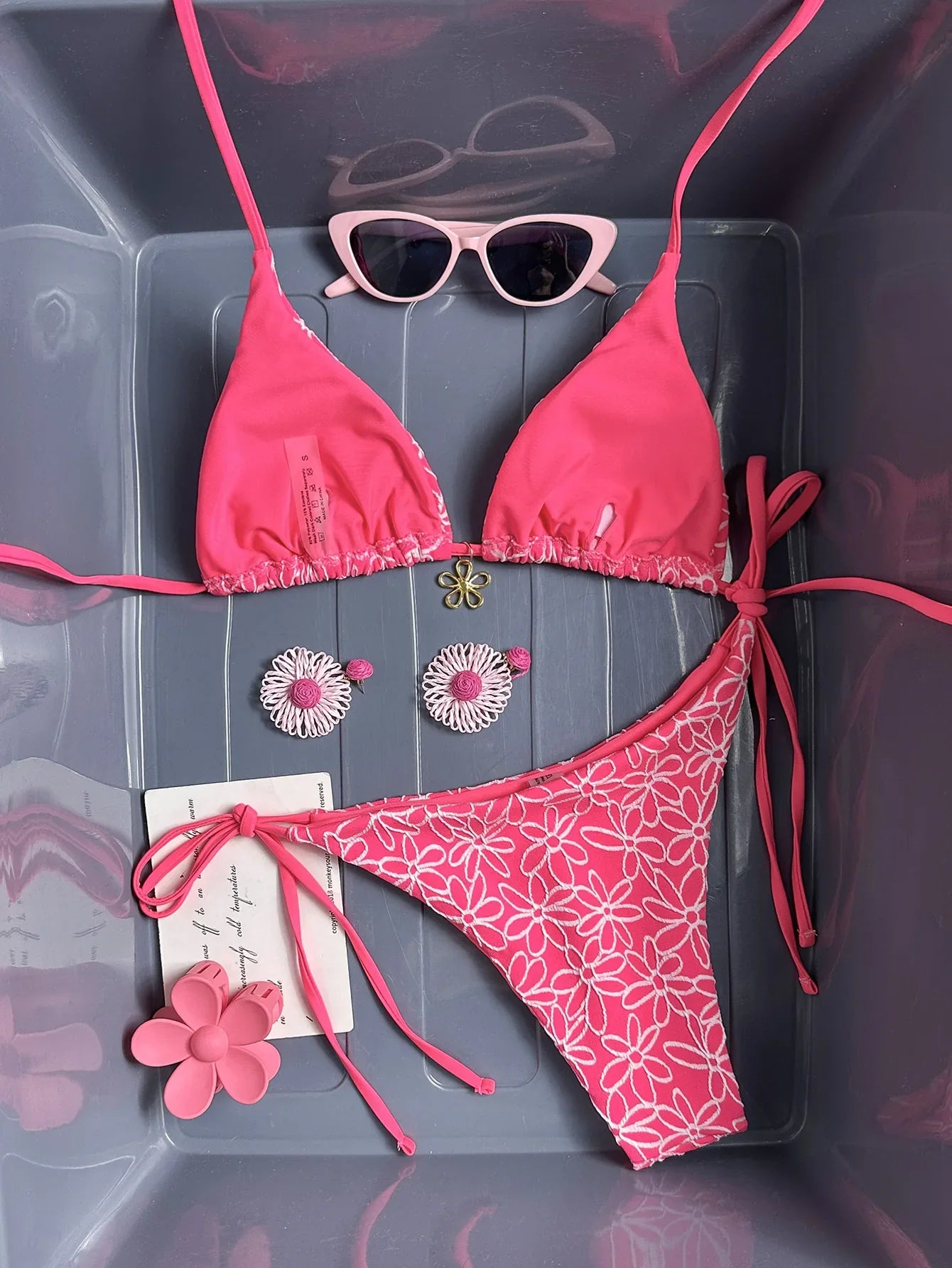 Mesh Flower Bikinis Sets