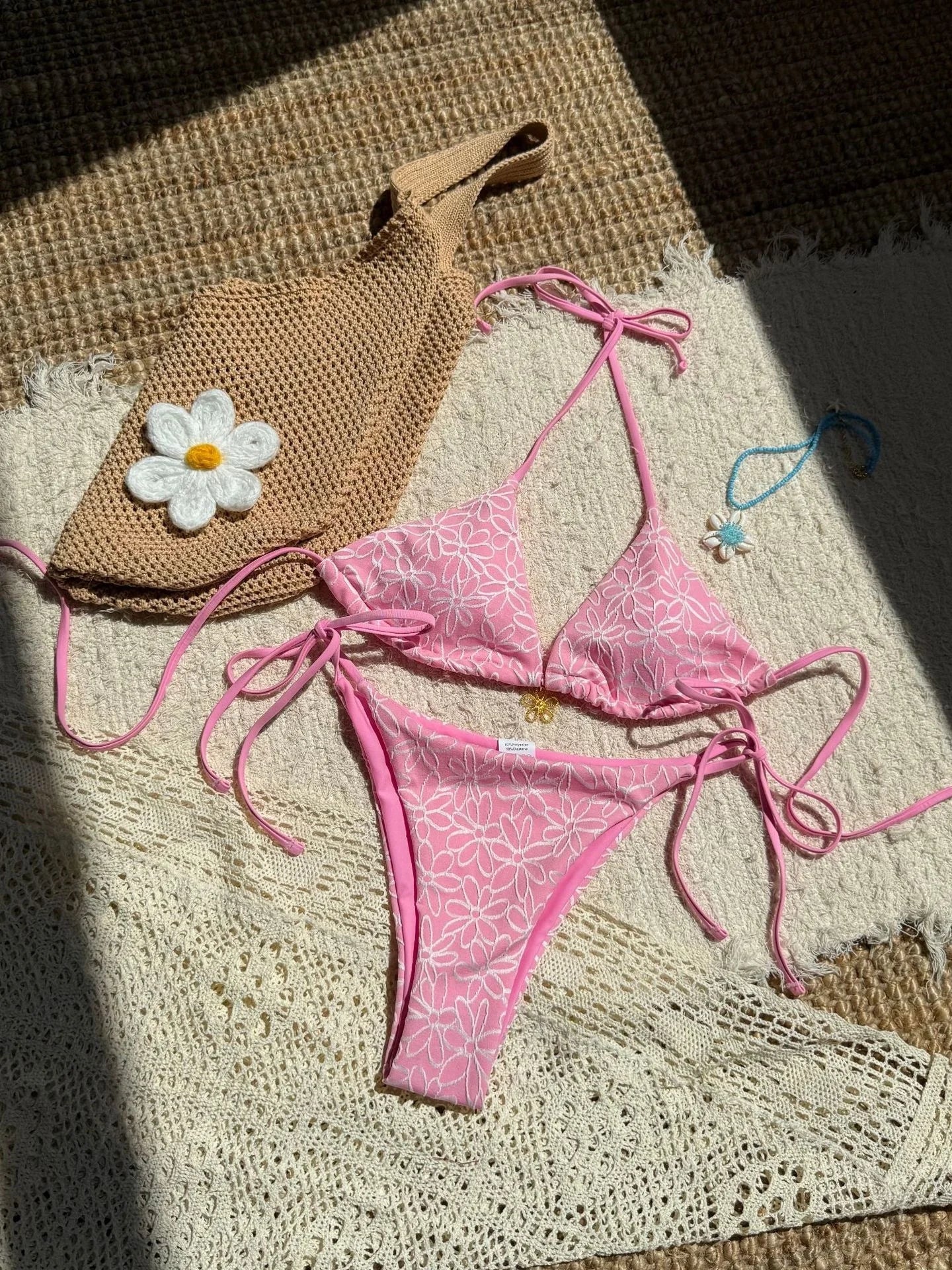 Mesh Flower Bikinis Sets