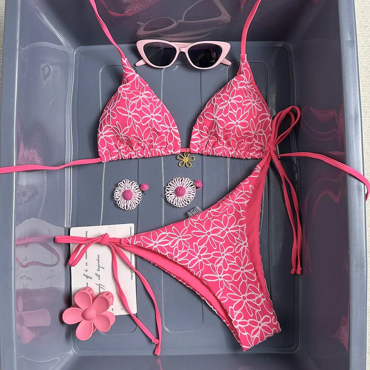 Mesh Flower Bikinis Sets