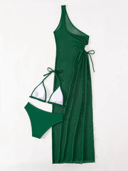 Mesh Long Dress 3 Piece Bikini Set