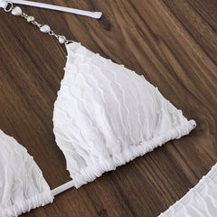 Mesh Long Sleeve Cover Up 3 Piece Bikini Set