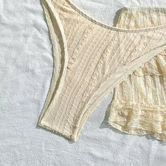 Mesh Ruffles Skirt 3 Piece Bikini Set