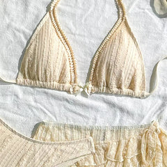 Mesh Ruffles Skirt 3 Piece Bikini Set