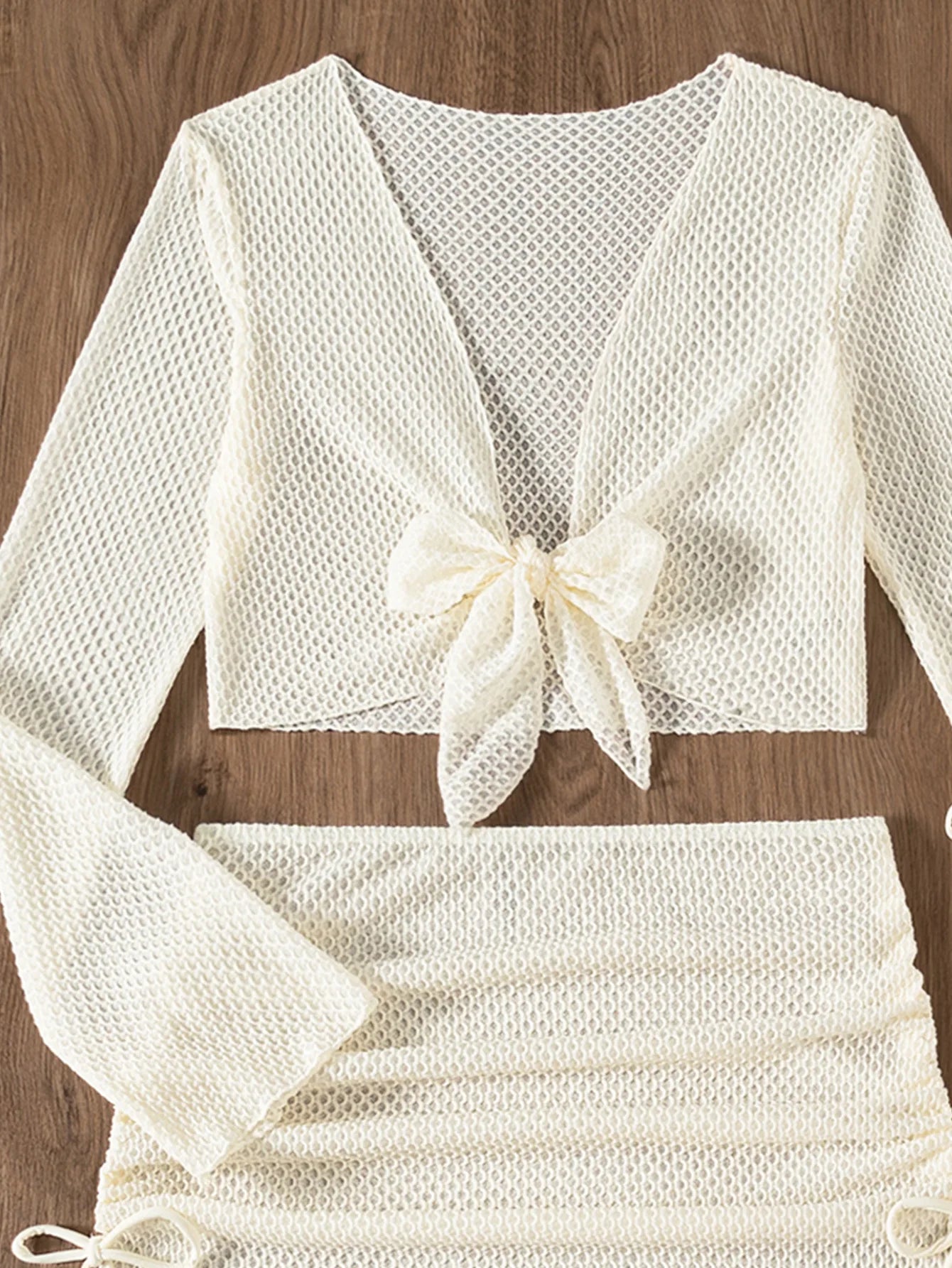 Mesh White 4 Piece Bikini Set