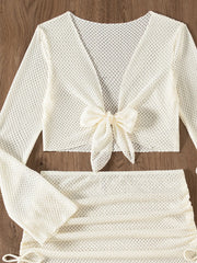 Mesh White 4 Piece Bikini Set