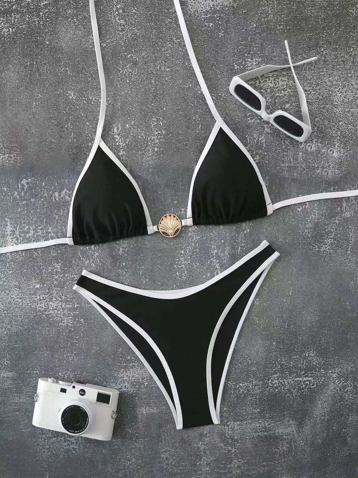 Metal Shell Ornament Bikini Set