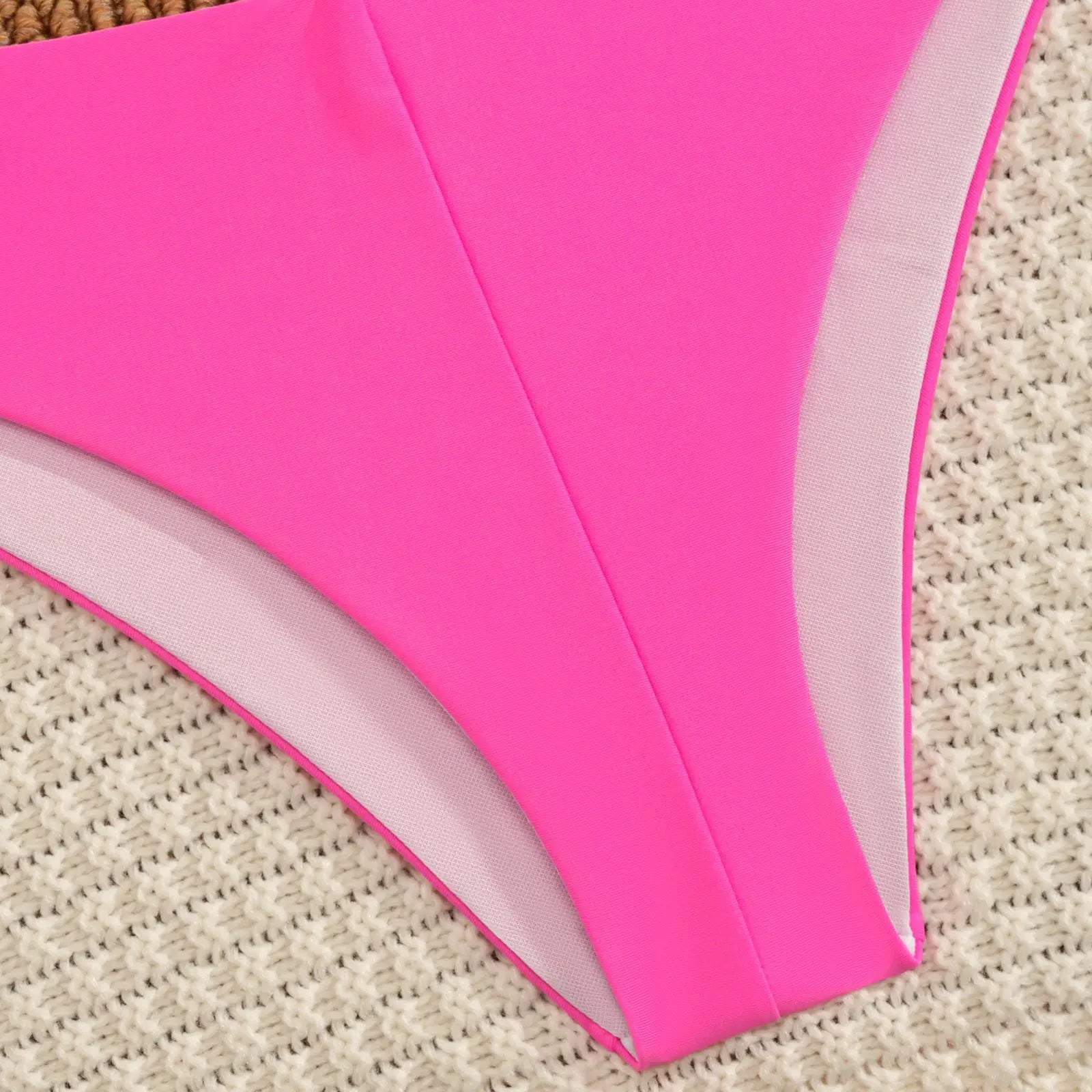 Metal Starfish Ornament Bikini Pink Pleate Push Up High Waist Swimwear Beach Bathing Suit Holiday Swimsuit