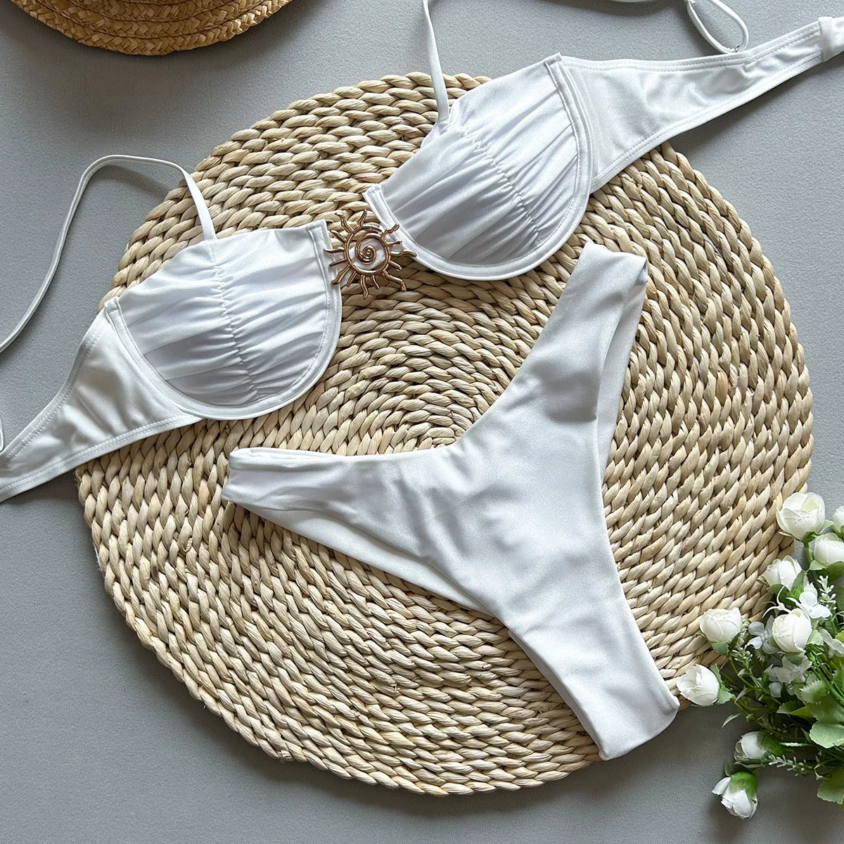 Metal Sun Ornament Bikini Set