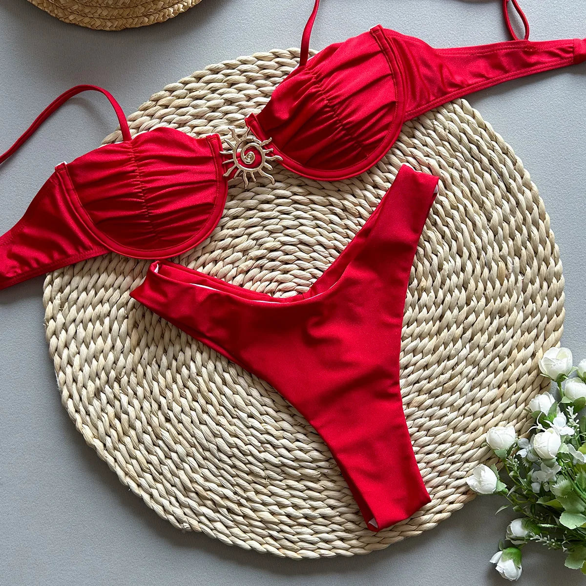 Metal Sun Ornament Bikini Set