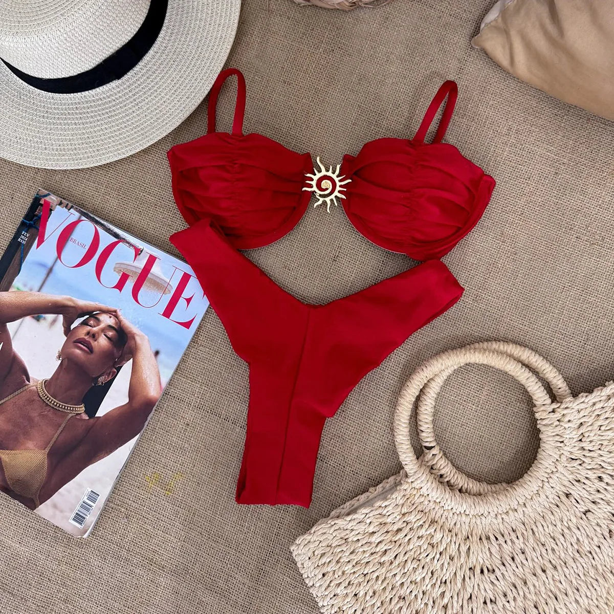 Metal Sun Ornament Bikini Set
