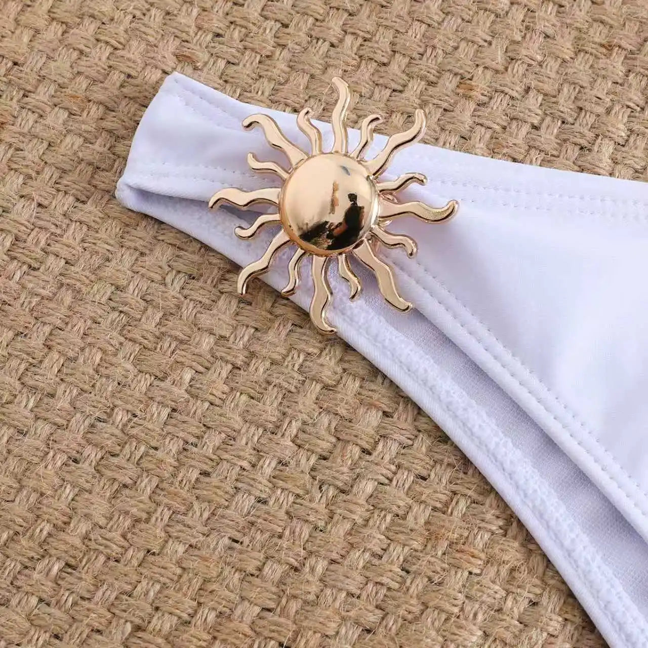 Metal Sun Ornament Thong Bikini Set
