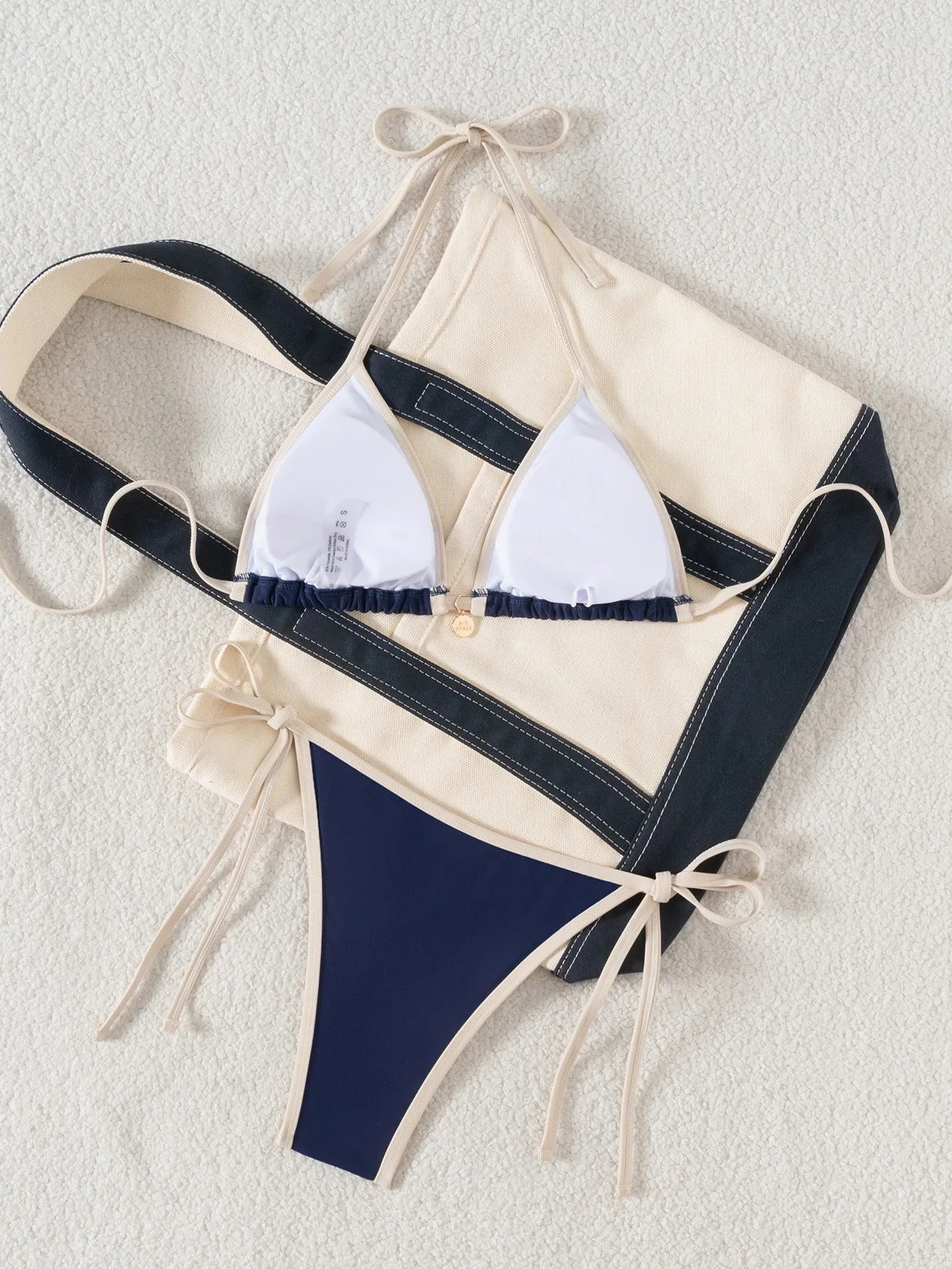 Navy Patchwork Bikini Set