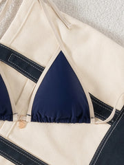 Navy Patchwork Bikini Set