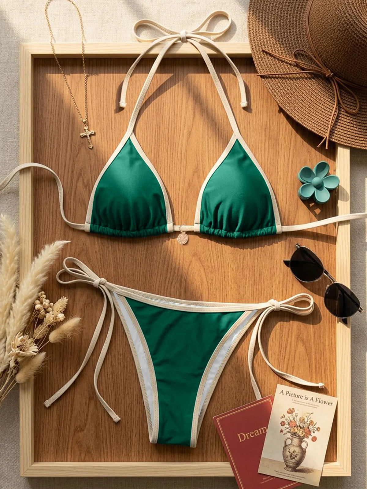 Navy Patchwork Bikini Set