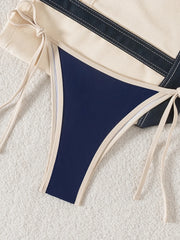 Navy Patchwork Bikini Set