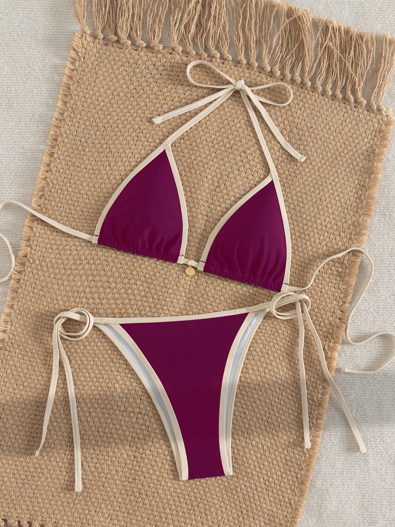 Navy Patchwork Bikini Set