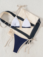 Navy Patchwork Bikini Set