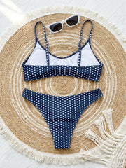Navy Polka Dot Print Bikini Set