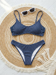Navy Polka Dot Print Bikini Set