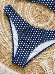Navy Polka Dot Print Bikini Set