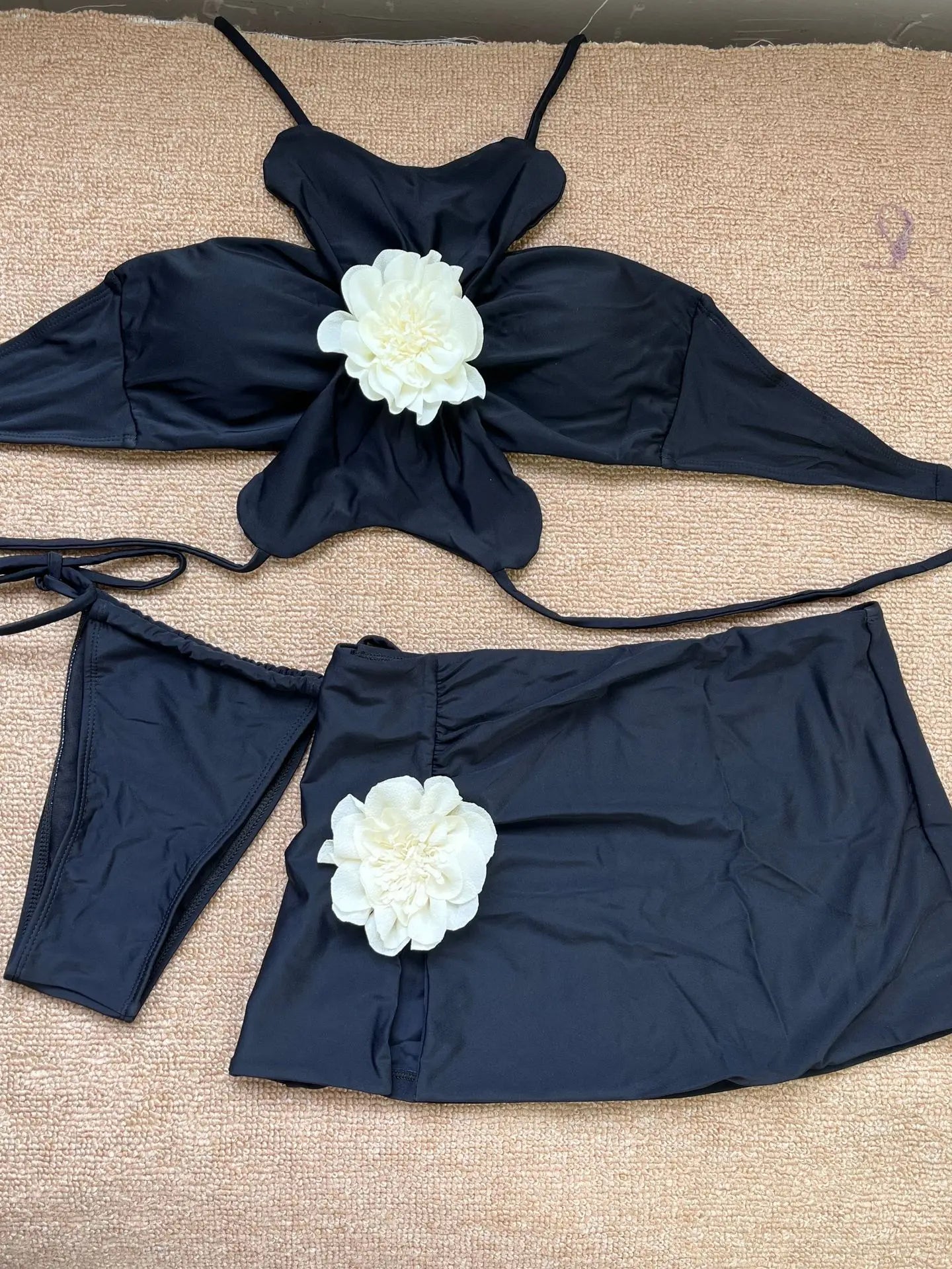 Orange 3D Flower Bikinis Sets