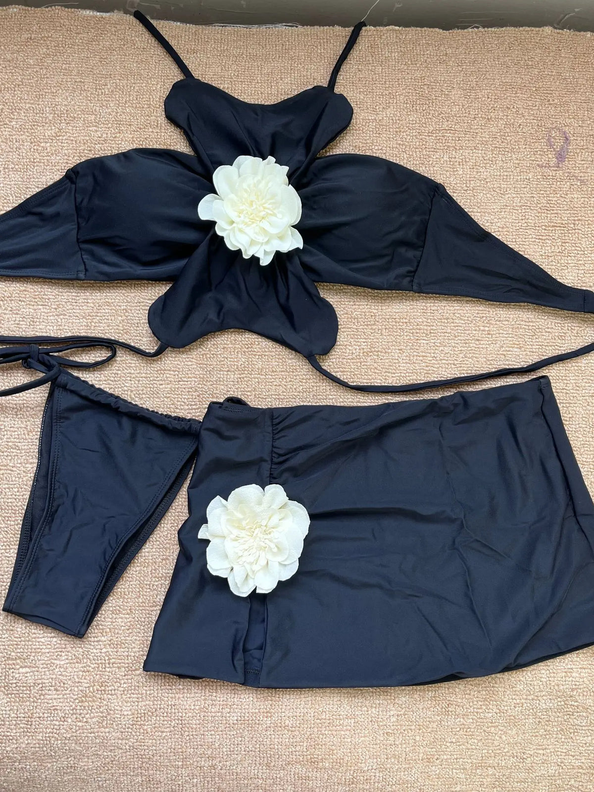 Orange 3D Flower Bikinis Sets