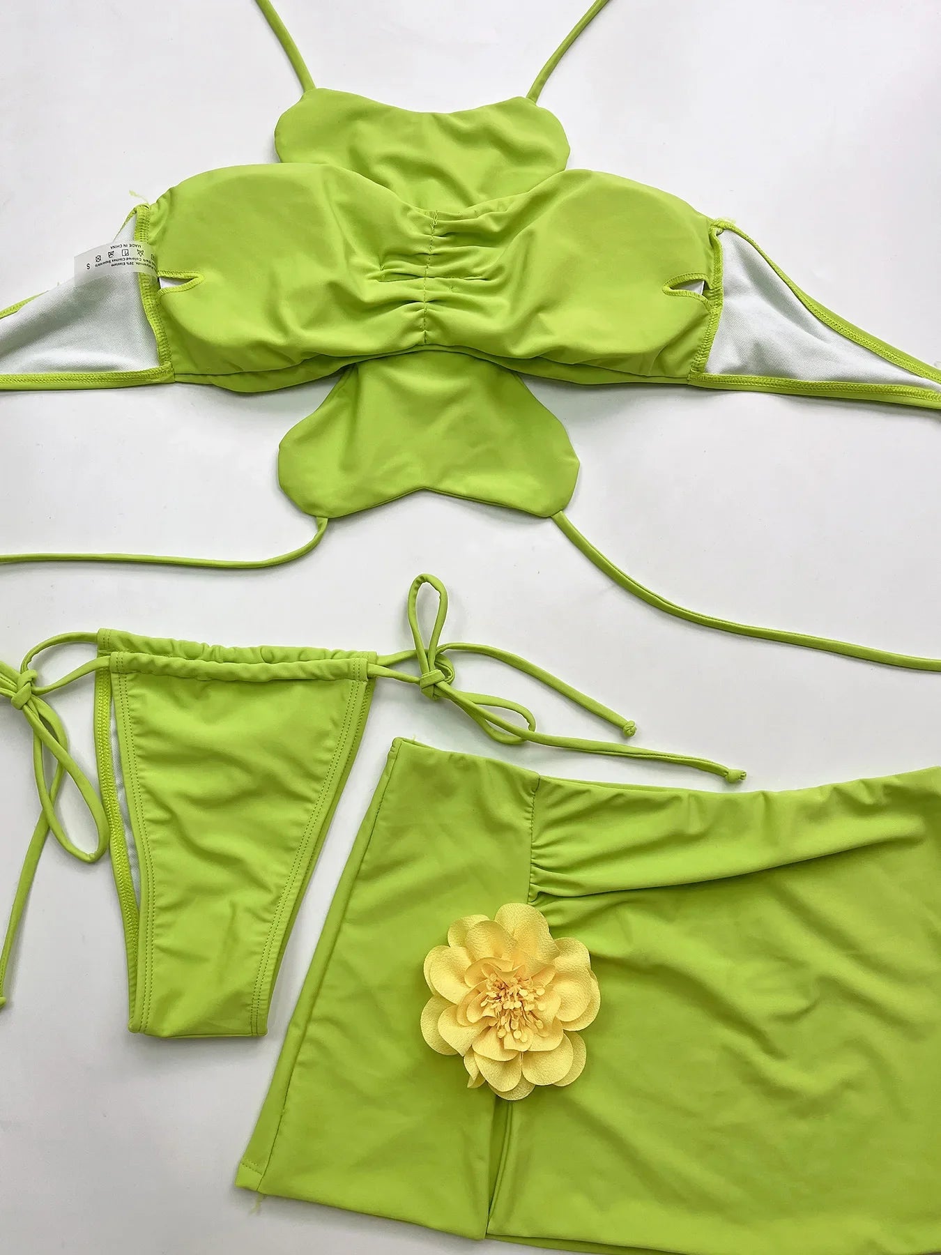 Orange 3D Flower Bikinis Sets