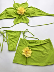 Orange 3D Flower Bikinis Sets
